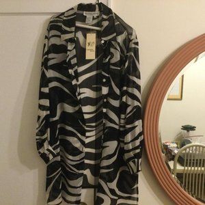 Galinda Wang Zebra Silk Blouse Size 16W NWT